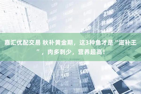 嘉汇优配交易 秋补黄金期,这3种鱼才是“滋补王”,肉多刺少,营养超高!